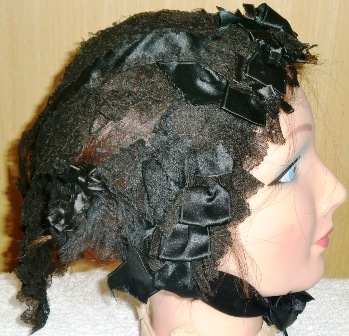 M116M Black lace Bonnet/Hat 1860